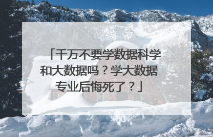 千万不要学数据科学和大数据吗？学大数据专业后悔死了？