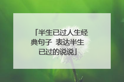 半生已过人生经典句子 表达半生已过的说说