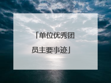 单位优秀团员主要事迹