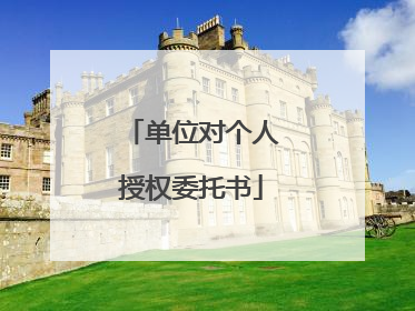 单位对个人授权委托书