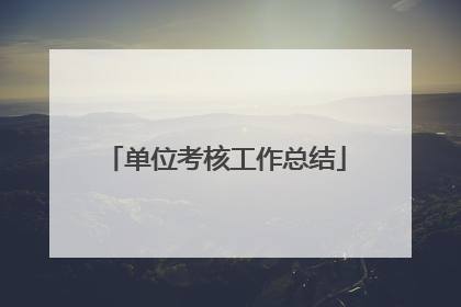 单位考核工作总结