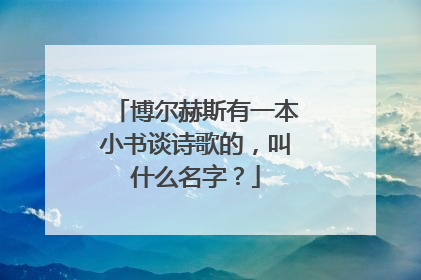 博尔赫斯有一本小书谈诗歌的,叫什么名字?