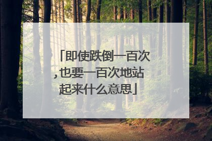 即使跌倒一百次,也要一百次地站起来什么意思