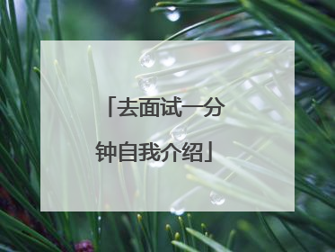 去面试一分钟自我介绍