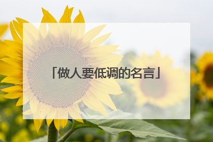 做人要低调的名言