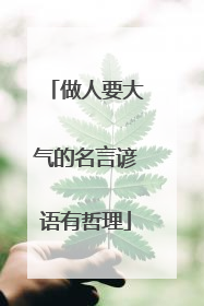 做人要大气的名言谚语有哲理