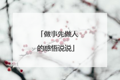 做事先做人的感悟说说