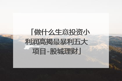 做什么生意投资小利润高揭最暴利五大项目-股城理财