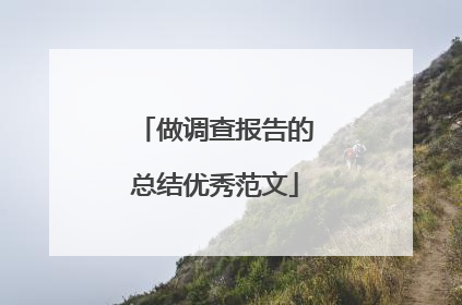 做调查报告的总结优秀范文