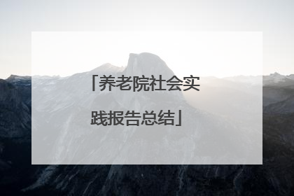 养老院社会实践报告总结
