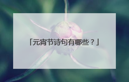 元宵节诗句有哪些?