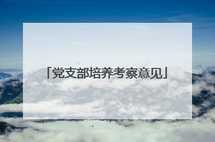 党支部培养考察意见
