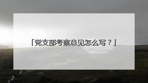 党支部考察意见怎么写？