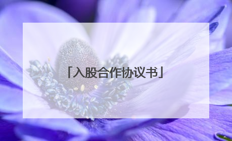 入股合作协议书