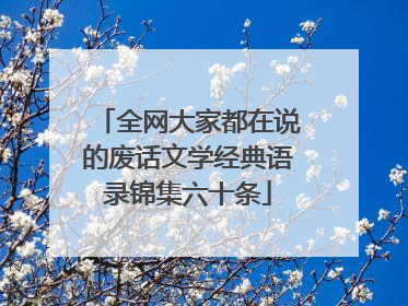 全网大家都在说的废话文学经典语录锦集六十条