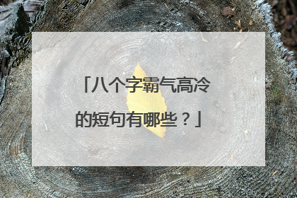 八个字霸气高冷的短句有哪些?