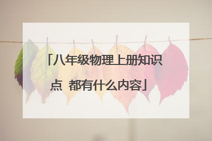 八年级物理上册知识点 都有什么内容