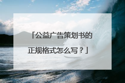 公益广告策划书的正规格式怎么写？
