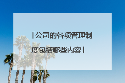 公司的各项管理制度包括哪些内容