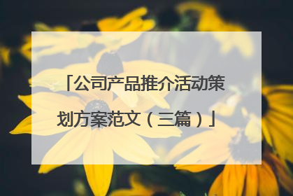 公司产品推介活动策划方案范文(三篇)