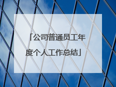 公司普通员工年度个人工作总结