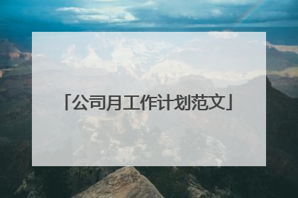 公司月工作计划范文