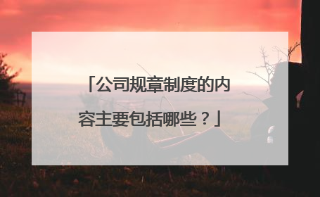 公司规章制度的内容主要包括哪些?