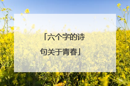 六个字的诗句关于青春