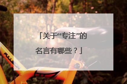 关于“专注”的名言有哪些？