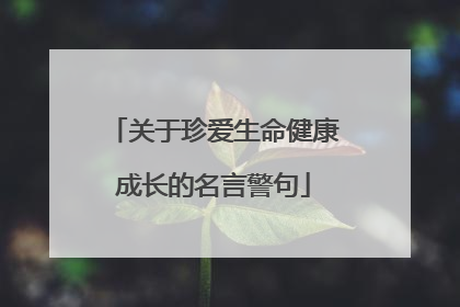 关于珍爱生命健康成长的名言警句