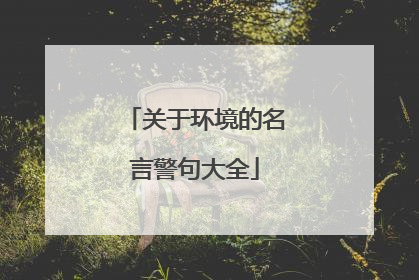 关于环境的名言警句大全