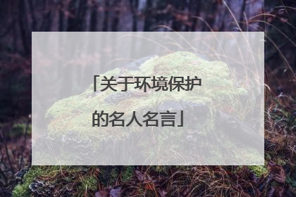 关于环境保护的名人名言