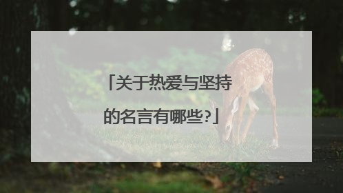 关于热爱与坚持的名言有哪些?