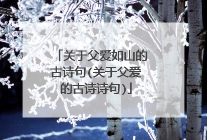 关于父爱如山的古诗句(关于父爱的古诗诗句)