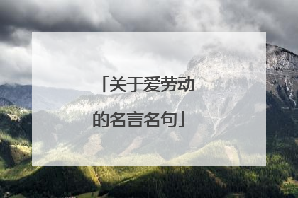 关于爱劳动的名言名句