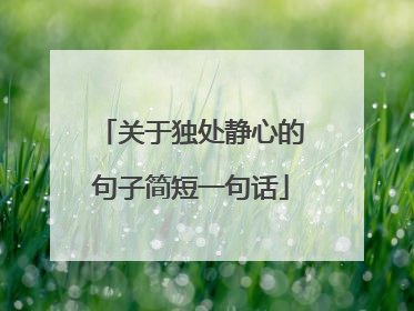 关于独处静心的句子简短一句话