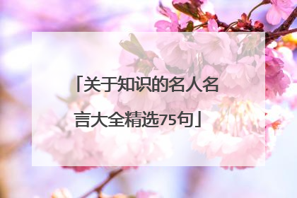 关于知识的名人名言大全精选75句