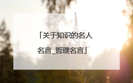 关于知识的名人名言_哲理名言