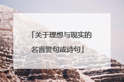 关于理想与现实的名言警句或诗句