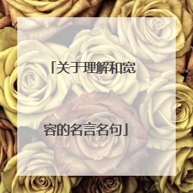 关于理解和宽容的名言名句