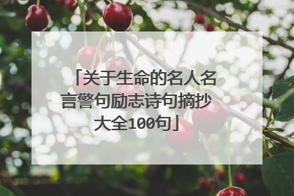 关于生命的名人名言警句励志诗句摘抄大全100句