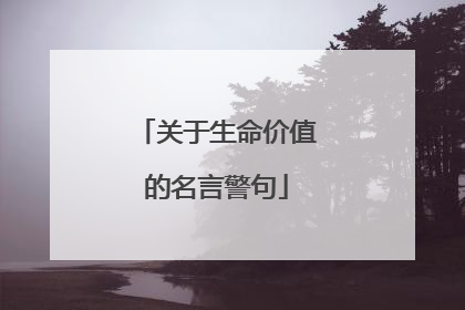 关于生命价值的名言警句