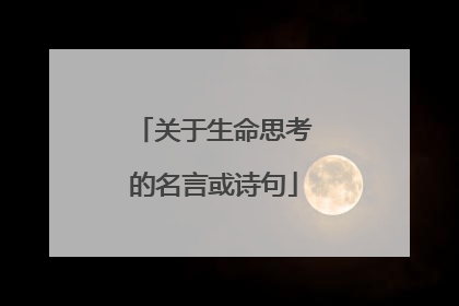 关于生命思考的名言或诗句