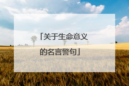 关于生命意义的名言警句