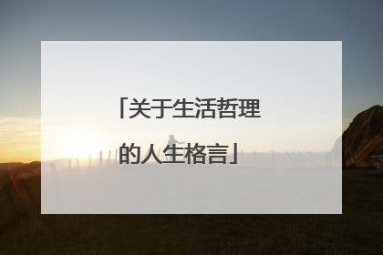 关于生活哲理的人生格言
