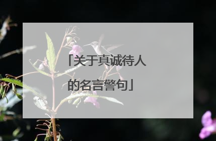 关于真诚待人的名言警句