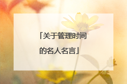 关于管理时间的名人名言