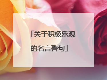 关于积极乐观的名言警句