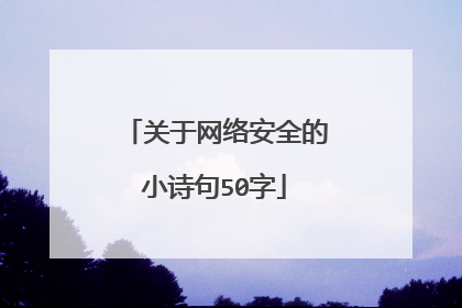 关于网络安全的小诗句50字