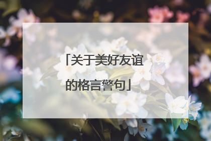 关于美好友谊的格言警句